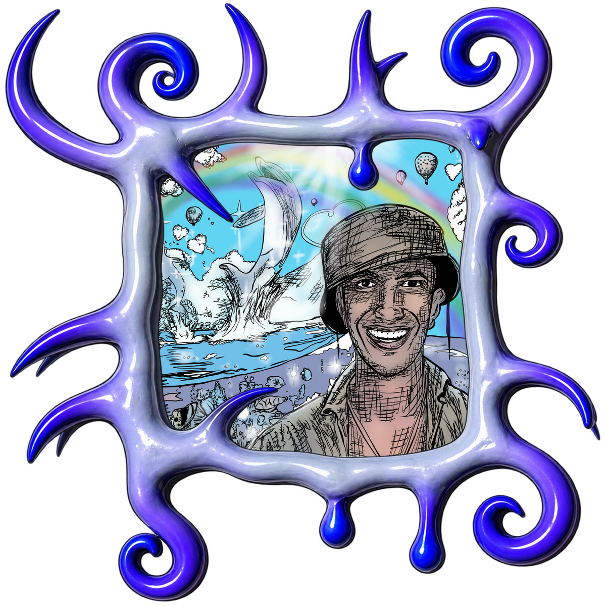everything will b ok — fine art print by way 2 neat, shown in a purple tendril frame